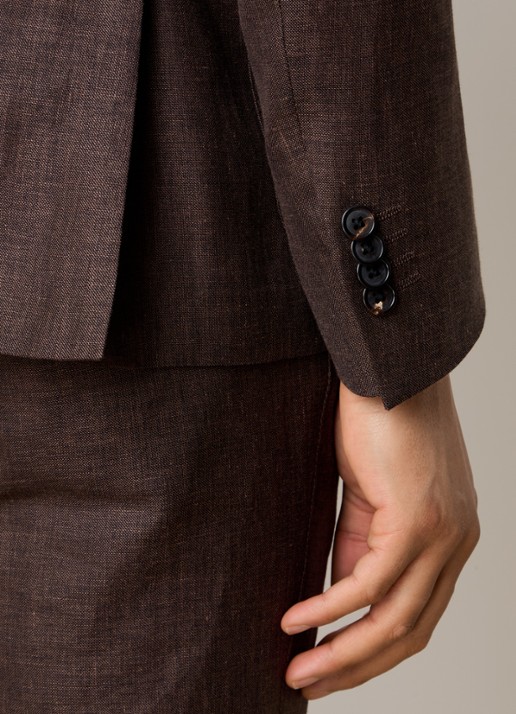 Corneliani Regular fit colbert met opgestikte zakken in zijdeblend - detail 6 bruin