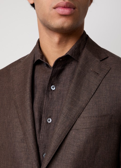 Corneliani Regular fit colbert met opgestikte zakken in zijdeblend - detail 7 bruin