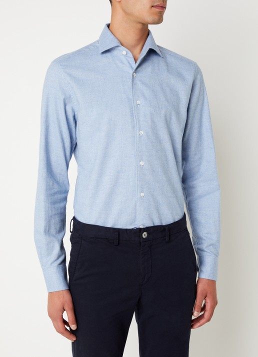 Corneliani Regular fit overhemd met stretch - detail 3 lichtblauw