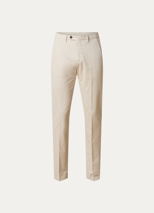 Corneliani Slim fit chino in linnenblend met steekzakken - voorkant 5 creme