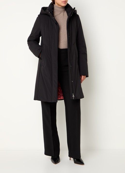 Creenstone Alexandra gewatteerde parka met afneembare capuchon - voorkant 2 zwart