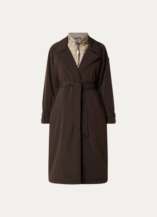 Creenstone Gyta gewatteerde trenchcoat met afneembare kraag  - voorkant 3 chocoladebruin