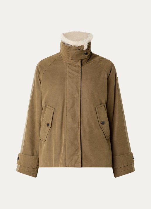 Creenstone Helena jack met afneembare kraag van imitatiebont - voorkant 3 donkerkhaki