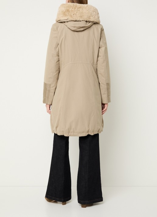 Creenstone Rhona gewatteerde parka met afneembare imitatiebont - achterkant 3 beige
