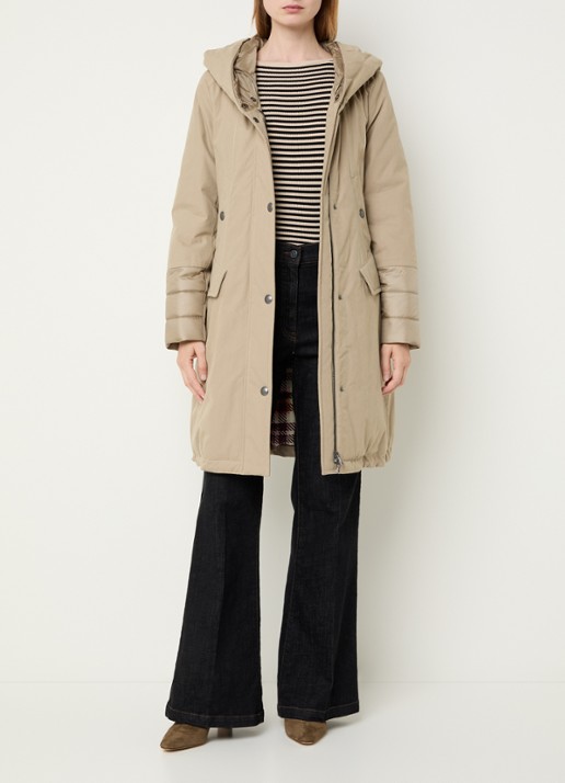 Creenstone Rhona gewatteerde parka met afneembare imitatiebont - voorkant 2 beige