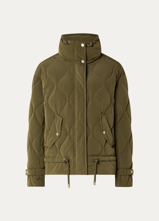 Creenstone Valentina gewatteerd jack met klepzakken en quilt patroon - voorkant 3 mosgroen