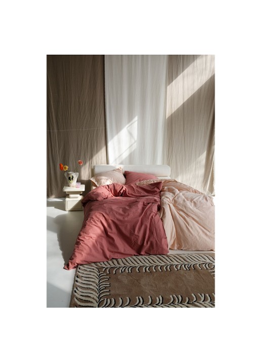 Crisp Sheets CRISP dekbedovertrekset van katoen - inclusief kussenslopen - voorkant 2 zalmroze