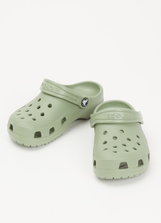 Crocs Classic Clog instapper met logo - voorkant 2 mosgroen