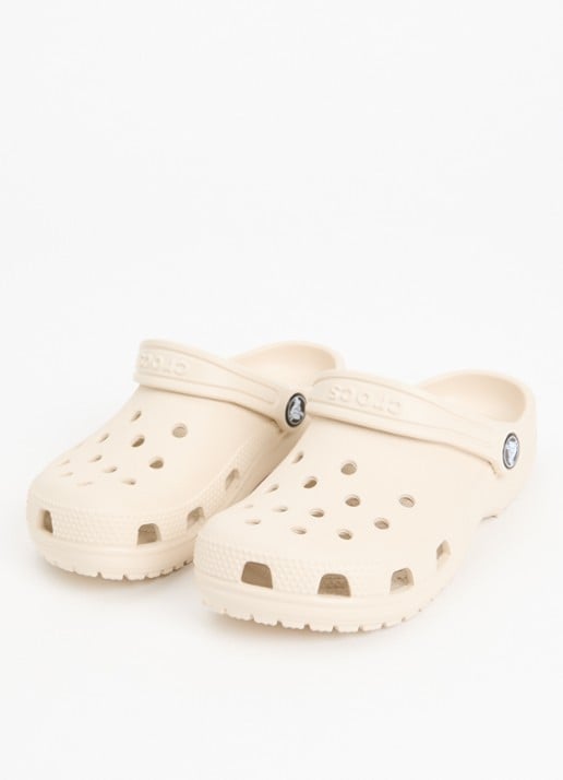 Crocs Classic clog instapper met logo - voorkant 2 beige