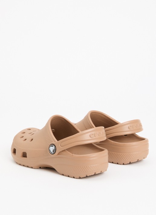 Crocs Classic clog instapper met logo - achterkant 2 lichtbruin