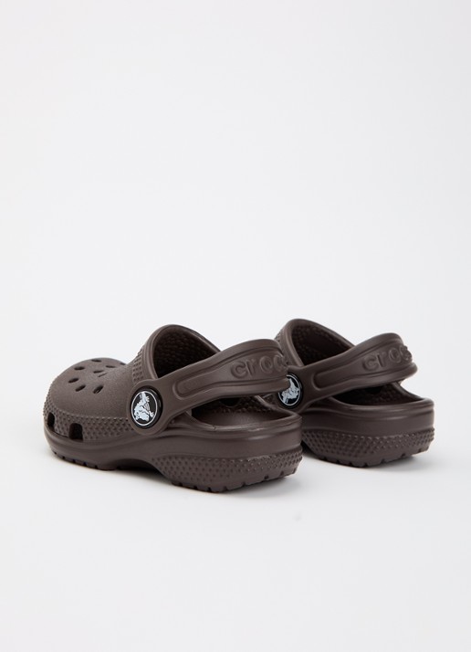 Crocs Classic Clog instapper met logo  - achterkant 3 donkerbruin
