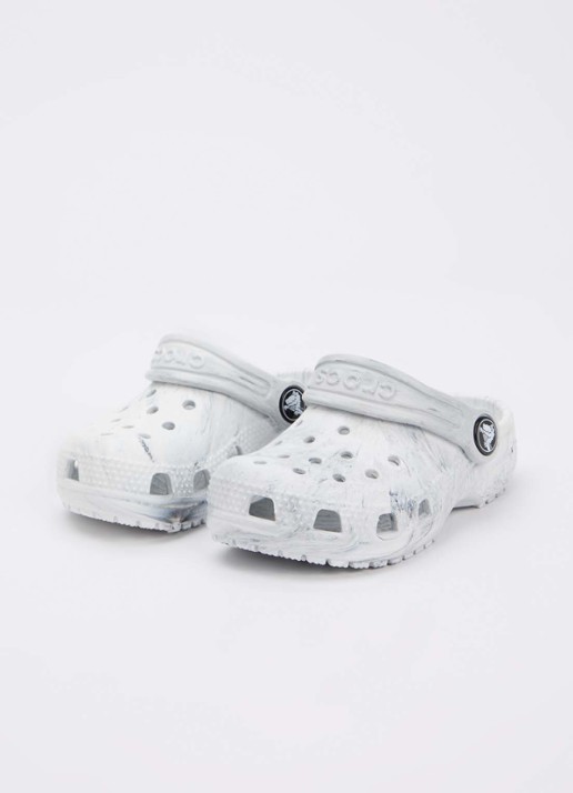 Crocs Classic Marbled Clog instapper - voorkant 4 lichtgrijs