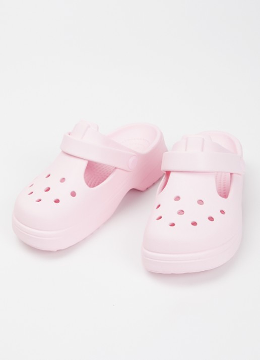 Crocs Classic Mary Jane instapper met logo - voorkant 4 lichtroze