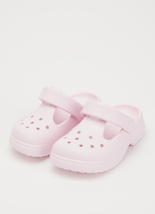 Crocs Classic Mary Jane instapper met logo - voorkant 4 lichtroze