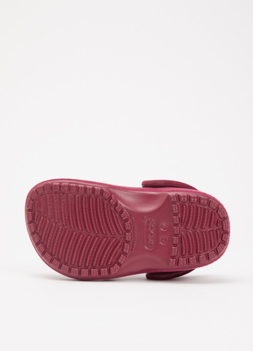 Crocs Classic Velvet Clog instapper van fluweel met logo - detail 4 bordeauxrood