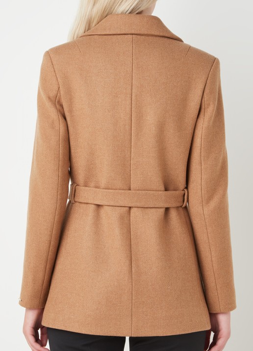 CVRD Eloise mantel in wolblend met strikceintuur - achterkant 3 camel
