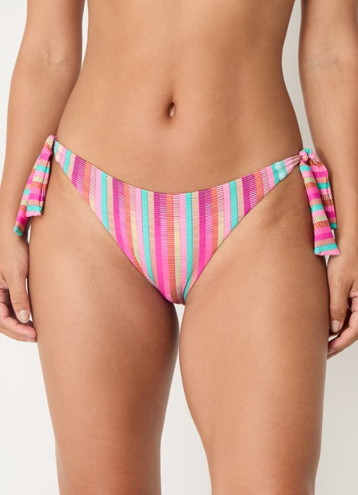 Cyell Bikinislip met streepprint - voorkant 4 donkerroze