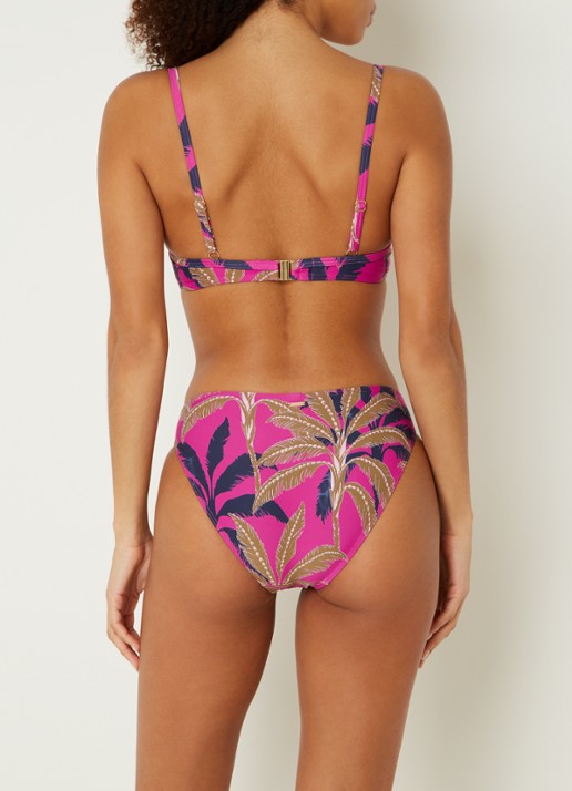 Cyell Bikinitop met beugel en bladprint - achterkant 8 fuchsia