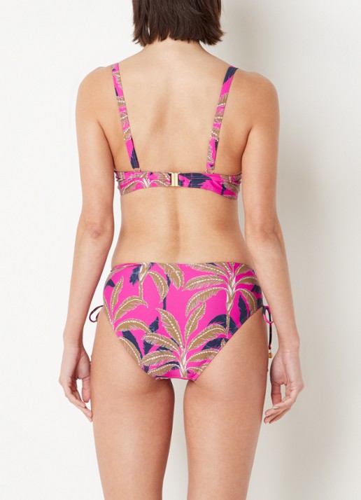 Cyell Bikinitop met beugel en bladprint - achterkant 9 fuchsia