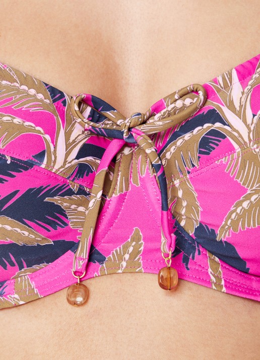 Cyell Bikinitop met beugel en bladprint - detail 7 fuchsia