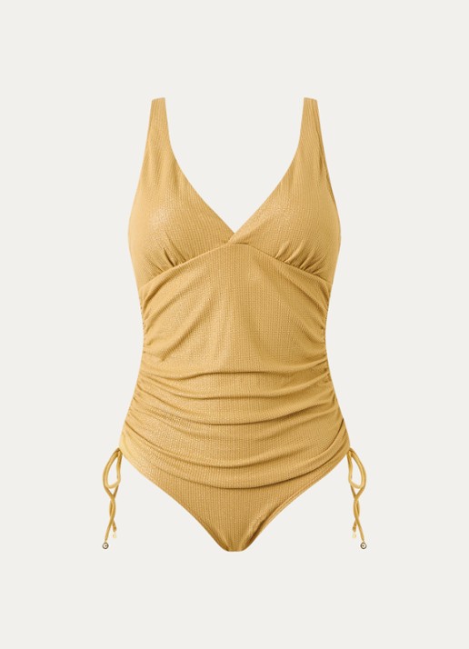 Cyell Golden Hour voorgevormd badpak met lurex - voorkant 4 mosterd