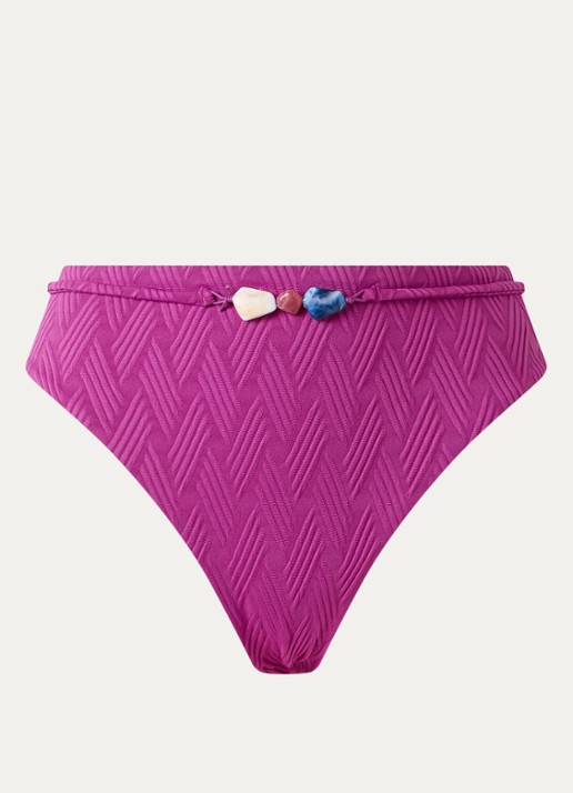 Cyell High waisted bikinislip met kralendecoratie  - voorkant violet