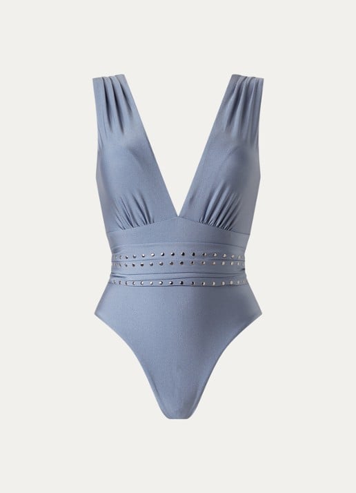 Cyell Infinity voorgevormd badpak met studs - voorkant 5 staalblauw