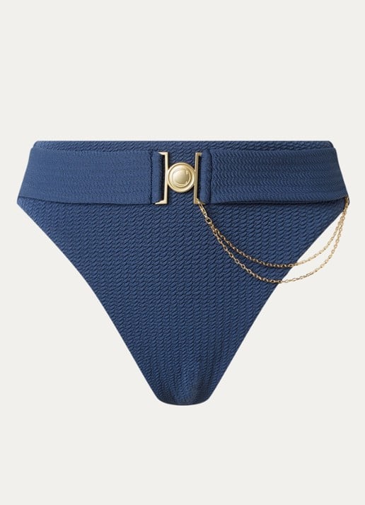 Cyell Midnight Waves high waisted bikinislip met kettingdetail - voorkant indigo