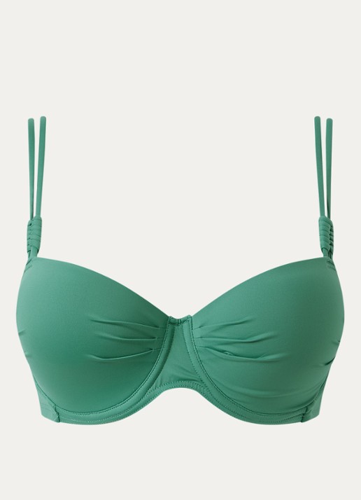 Cyell Voorgevormde balconette bikinitop met knoopdetail - voorkant zeegroen