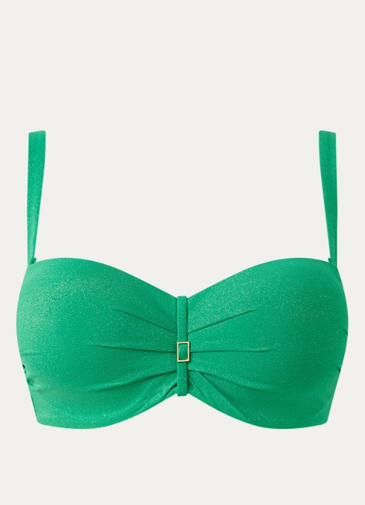 Cyell Voorgevormde balconette bikinitop met lurex - voorkant groen