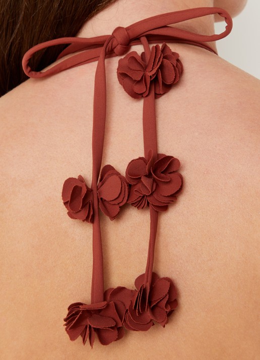 Cyell Voorgevormde bandeau bikinitop met plooidetail - detail 3 steenrood