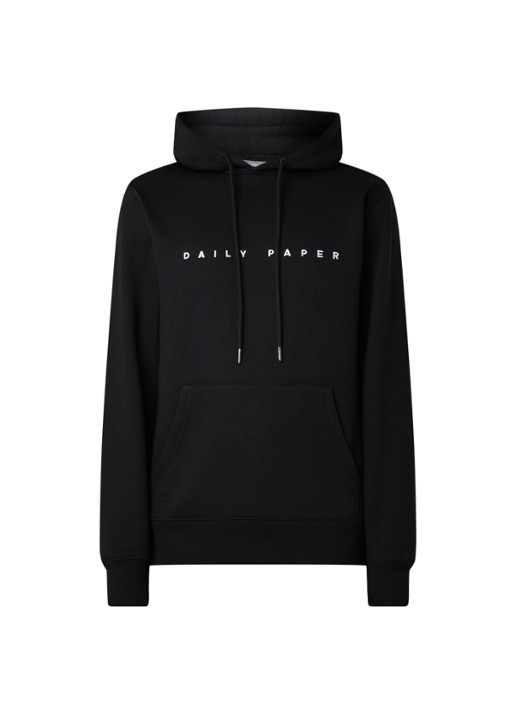 Daily Paper Alias hoodie met logoborduring - voorkant zwart