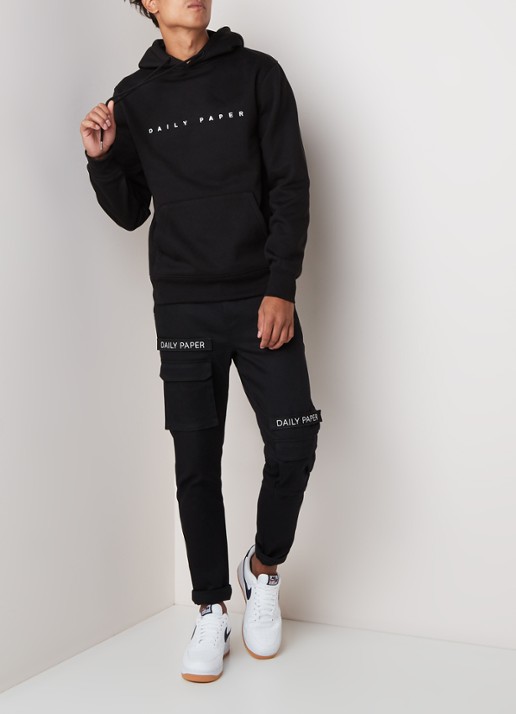 Daily Paper Alias hoodie met logoborduring - voorkant 2 zwart