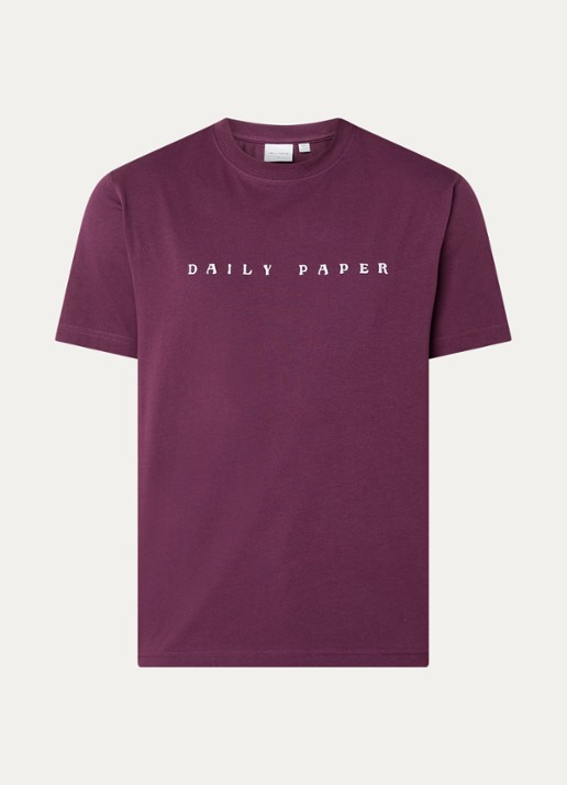 Daily Paper Alias T-shirt met logo- en backprint - voorkant 2 aubergine