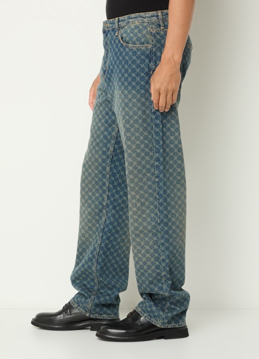 Daily Paper Amba mid waist straight leg jeans met logoprint  - detail 3 indigo