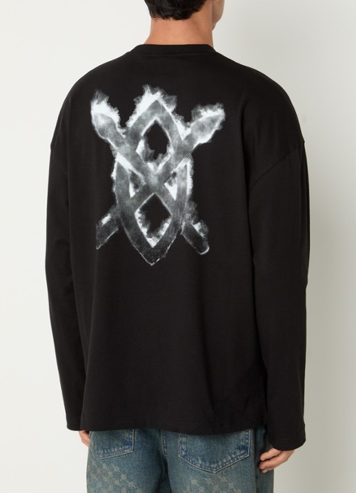 Daily Paper Burned Shield longsleeve met logo- en backprint