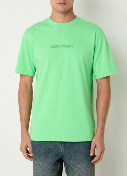 Daily Paper Burned Shield T-shirt met logo- en backprint - achterkant 4 groen