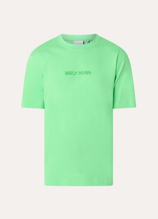 Daily Paper Burned Shield T-shirt met logo- en backprint - voorkant 2 groen