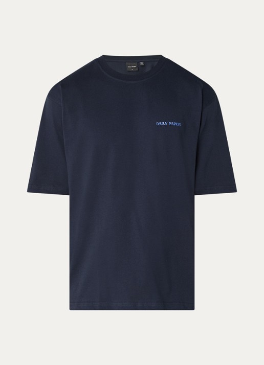 Daily Paper Candle T-shirt met logo- en backprint - voorkant donkerblauw