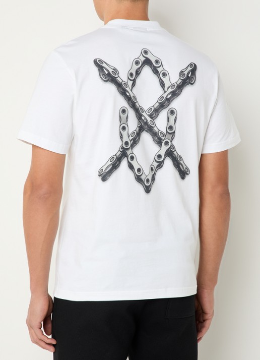 Daily Paper Chain Shield T-shirt met logo- en backprint - detail 3 wit
