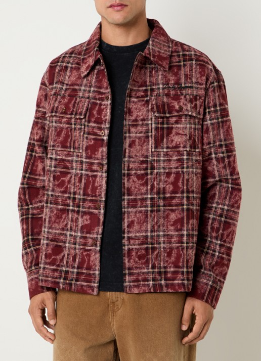 Daily Paper Check overshirt met ruitdessin - detail 4 bruin