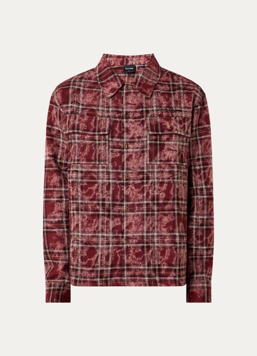 Daily Paper Check overshirt met ruitdessin - voorkant bruin