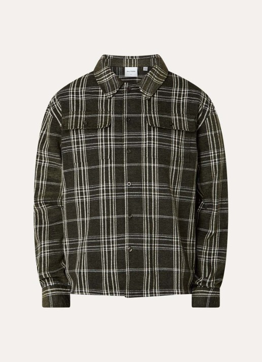 Daily Paper Chinelle overshirt met ruitdessin en klepzakken - voorkant bronsgroen