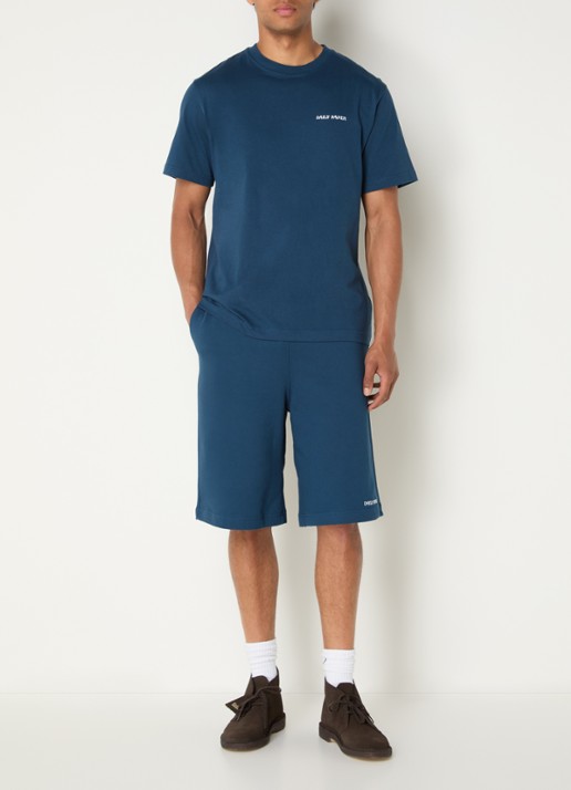 Daily Paper Dias loose fit korte broek met logo - voorkant 2 petrol