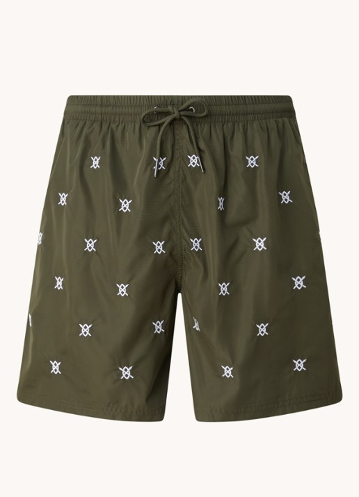 Daily Paper Eswim zwemshorts met logoprint en steekzakken - voorkant 2 legergroen