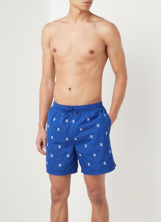 Daily Paper Eswim zwemshorts met logoprint en steekzakken - voorkant 2 kobaltblauw