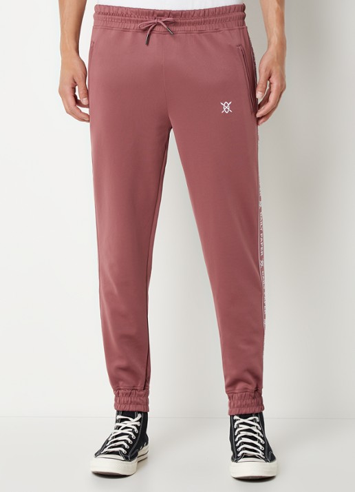Daily Paper Etape tapered fit cropped trackpants met ritszakken en logoband - detail 2 roodbruin