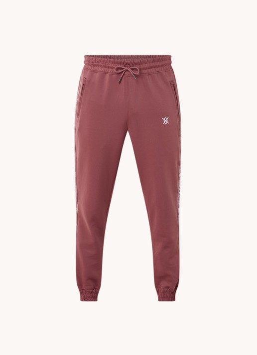 Daily Paper Etape tapered fit cropped trackpants met ritszakken en logoband - voorkant 4 roodbruin
