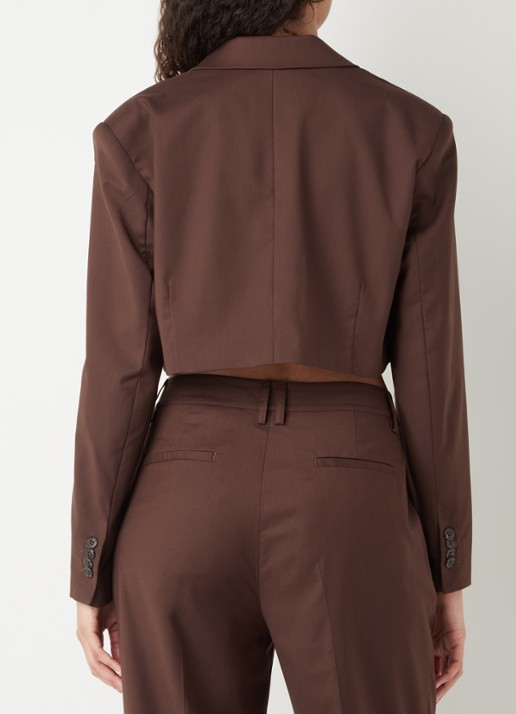 Daily Paper Marimba cropped blazer met borstzak en logo - achterkant donkerbruin