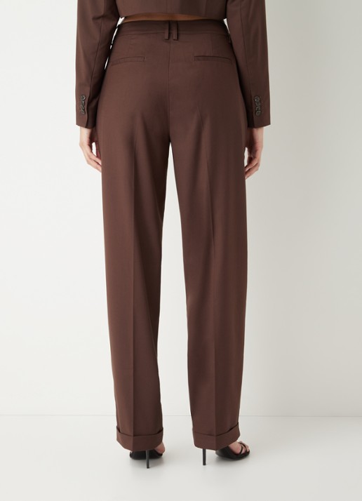 Daily Paper Meadow high waist straight fit pantalon met steekzakken - achterkant 4 donkerbruin